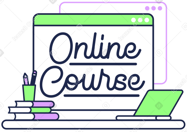 Lettering Online Course with books and laptop text PNG, SVG