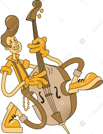 man with a doublebass animated illustration in GIF, Lottie (JSON), AE