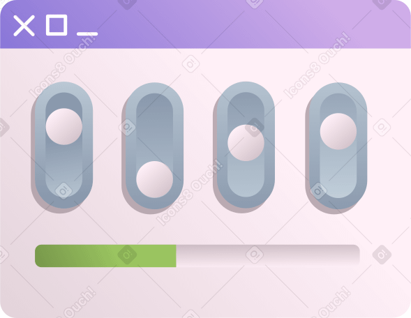 browser window with sliders Illustration in PNG, SVG