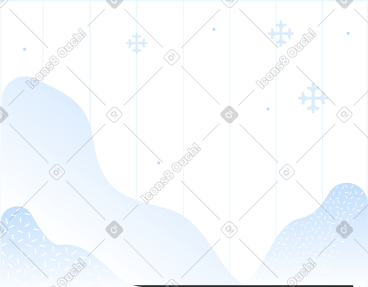 Striped background with blue mountains and snowflakes PNG, SVG