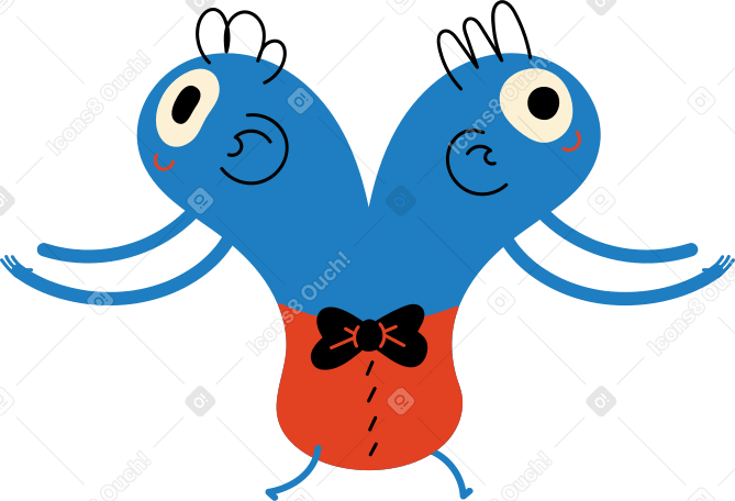 blue character with with two heads PNG, SVG