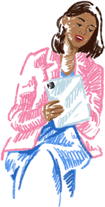 Young woman with a tablet PNG、SVG