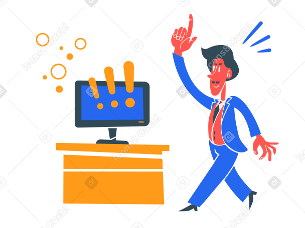 Man getting urgent notification with exclamation marks PNG, SVG