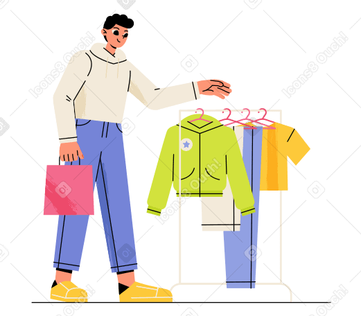 Man buys clothes on sale PNG, SVG