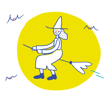 Witch flying on broom at night PNG, SVG
