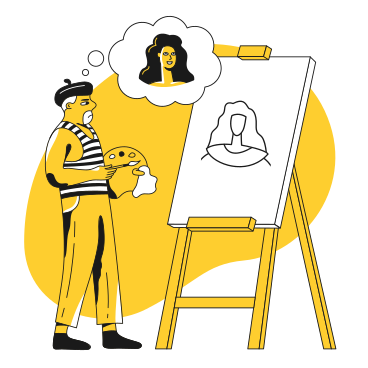 Artist drawing a portrait from memory PNG, SVG
