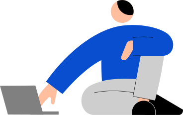 Junger mann sitzt mit einem laptop PNG, SVG