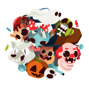 Halloween puzzle, Halloween party with spooky characters PNG, SVG