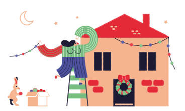 Decorando el hogar para navidad PNG, SVG