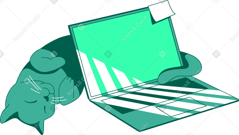 ordinateur portable avec chat PNG, SVG