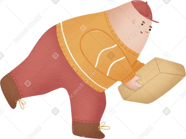 man who delivers the box with the order or he picks up his order Illustration in PNG, SVG