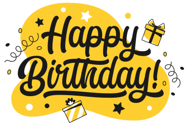 Lettering Happy Birthday with gifts and decoration text PNG, SVG