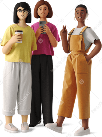3D young women taking a selfie PNG, SVG