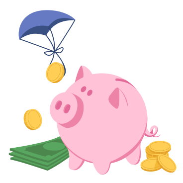 Saving money with piggy bank and cash PNG, SVG