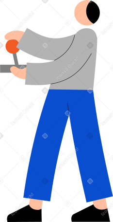 young man holding a radio remote control PNG, SVG