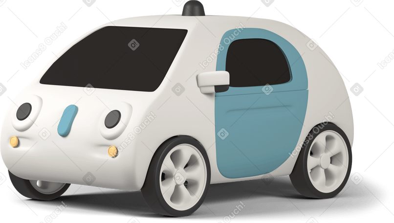3D smart car Illustration in PNG, SVG