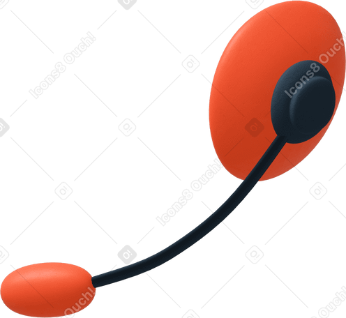 3D 带麦克风的红色耳机 PNG, SVG