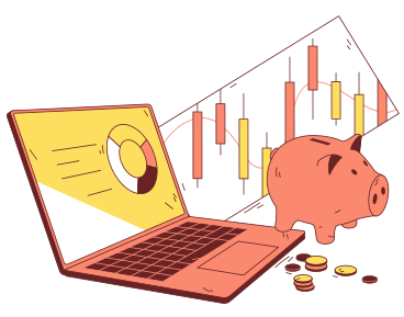 Graphs and a piggy bank PNG, SVG