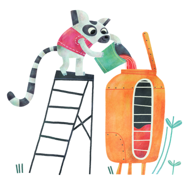 Raccoon pouring liquid to a tank as uploading PNG, SVG