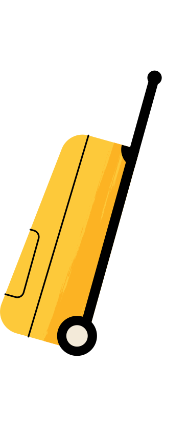 yellow suitcase on wheels PNG, SVG