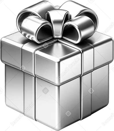 Хромированная подарочная коробка в PNG, SVG