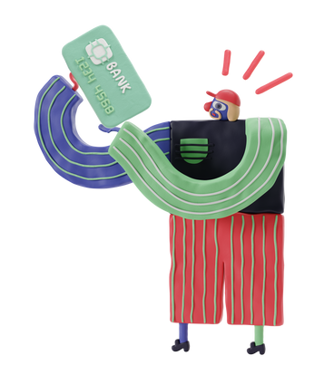 Man holding a light green bank card PNG, SVG