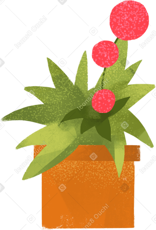 pot with pink flowers Illustration in PNG, SVG