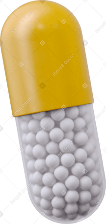 3D yellow capsule with granules PNG、SVG