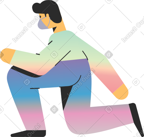 man in a mask crouched down PNG, SVG