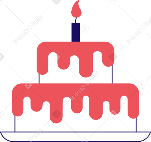 big cake with candle PNG, SVG