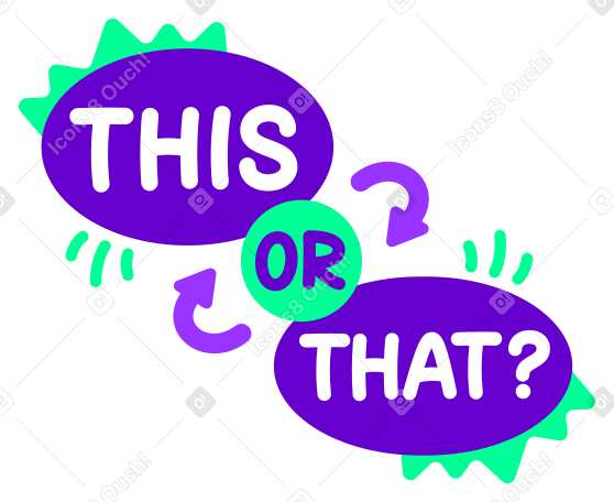lettering sticker this or that green violet text PNG, SVG