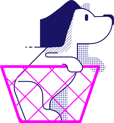 Traveling dog in the basket PNG, SVG