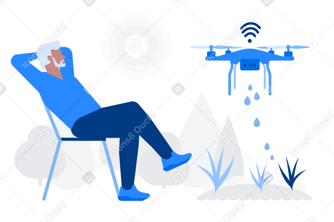Watering drone Illustration in PNG, SVG