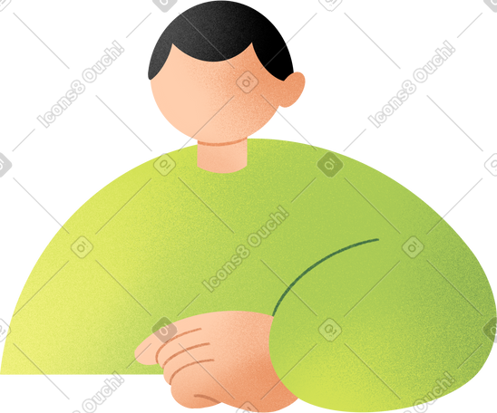 young man in a green sweatshirt PNG, SVG