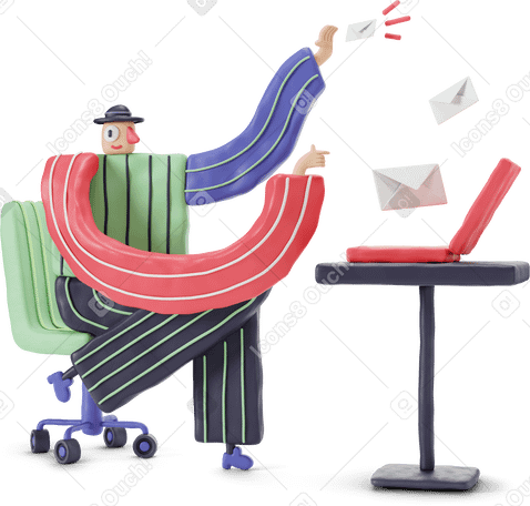 3D Man receiving new mail Illustration in PNG, SVG
