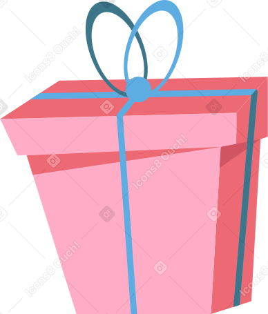 pink box with blue bow Illustration in PNG, SVG