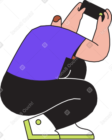 man sitting with phone PNG, SVG
