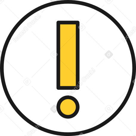 yellow exclamation point in a white circle PNG, SVG