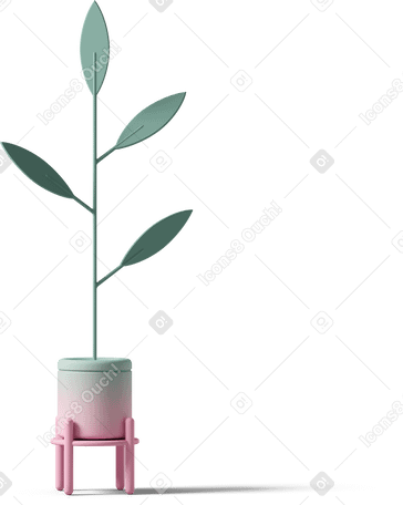 3D tall pot plant on stand Illustration in PNG, SVG