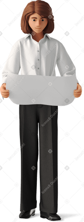 3D young woman looking at plan PNG, SVG
