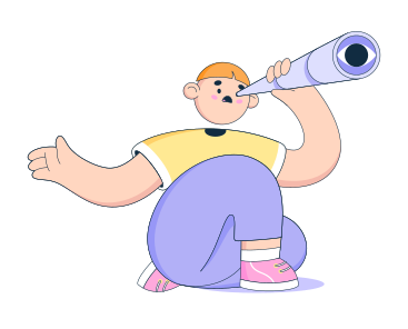 GIF, Lottie(JSON), AE 망원경을 가진 남자 애니메이션 일러스트레이션