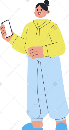 woman holding the phone Illustration in PNG, SVG