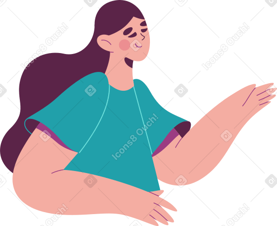 the woman raised her hand Illustration in PNG, SVG