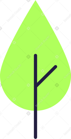 green leaf with black stem and one vein Illustration in PNG, SVG