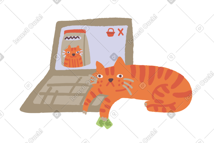 猫在网上购买猫粮 PNG, SVG