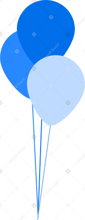 three blue balloons Illustration in PNG, SVG