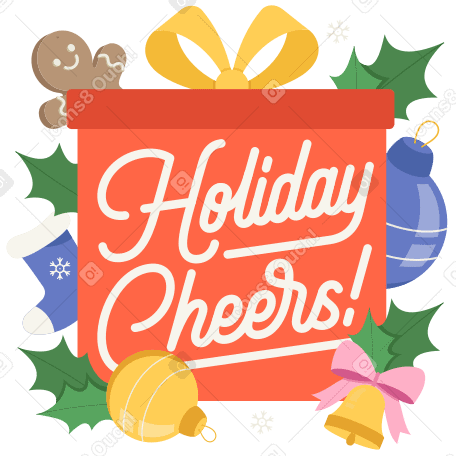Lettering holiday cheers con testo di elementi natalizi PNG, SVG