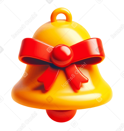 3D bell with ribbon PNG, SVG
