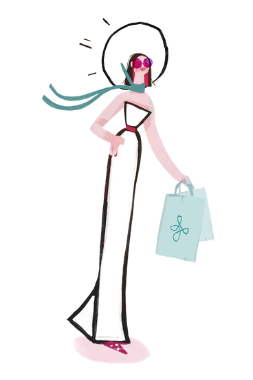 Fashionable woman with shopping bags PNG, SVG