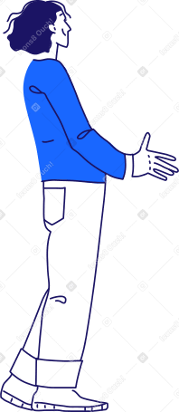 man standing with his back holding something in his hands Illustration in PNG, SVG